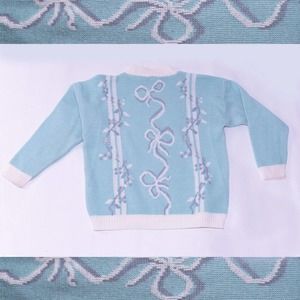 90s Vintage Baby Blue Adorable Ribbon Comfortable Kidcore Sweater